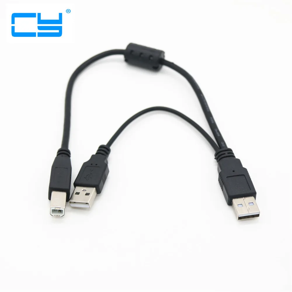 USB 2 0 A Male to B AM BM с кабелем питания Y двойным к одиночному принтеру для фонарей 30 см 1