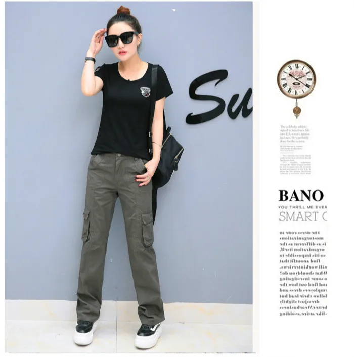 Woman's Overalls Multi Pocket Straight Trousers Spring Summer Outdoor Trekking Sports Hiking Pants Womens Military Cargo Pant