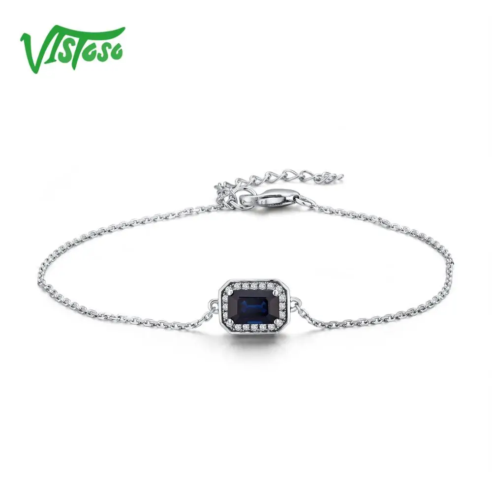 VISTOSO 14 K W/Y золотые браслеты для Леди Необычные восьмиугольник синий/розовый
