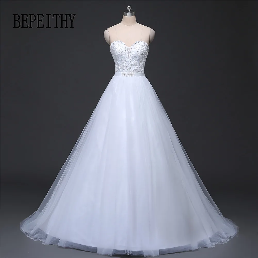 BEPEITHY реальное изображение свадебной фаты платье кружевной топ Vestido De Novia белые