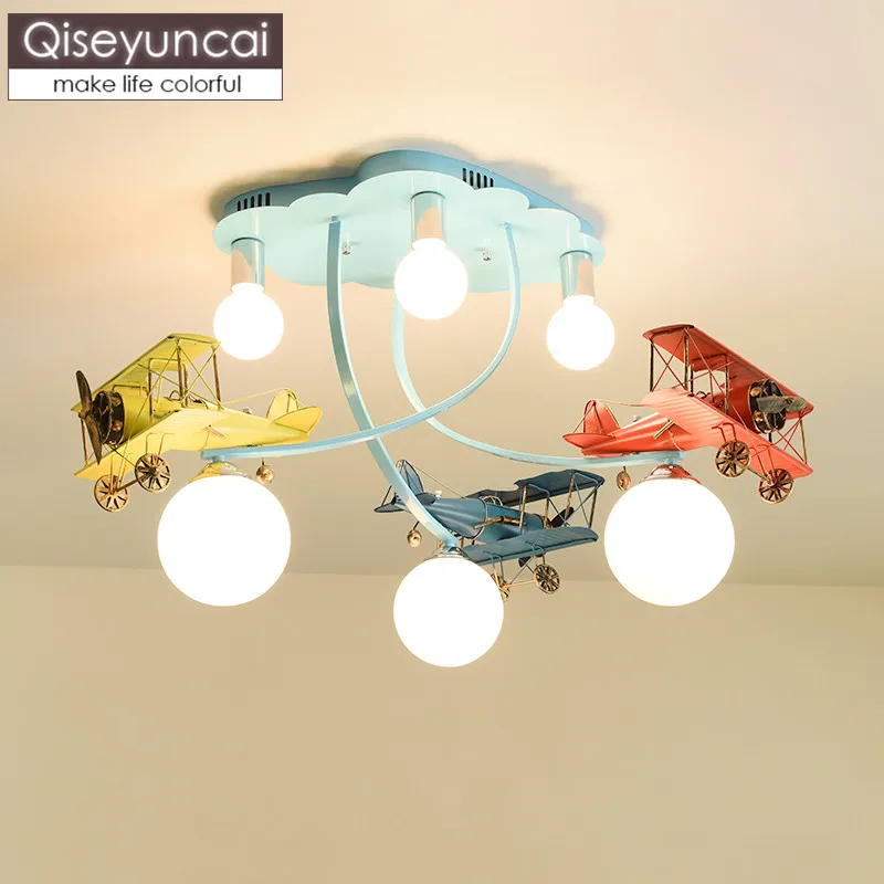 

Qiseyuncai Modern minimalist children's room ceiling lamp Nordic bedroom cartoon airplane light LED boys and girls room lamps
