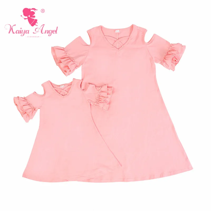 2018 Семейные одинаковые наряды Kaiya Angel светло розовые хлопковые подходящие платья