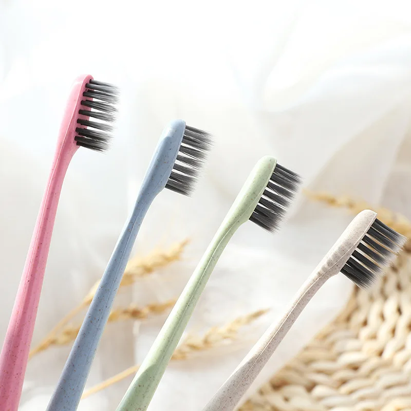 New 1Pc Creative Adult Soft Toothbrush Portable Wheat Straw Tooth Cleaning Charcoal Bristle Brush with Travel Storage Case | Красота и