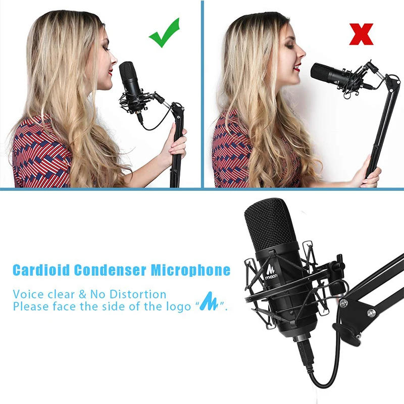 MAONO Professional Studio Microphone Podcast USB Microphone Kit Karaoke Condenser Microphone for Computer YouTube Recording