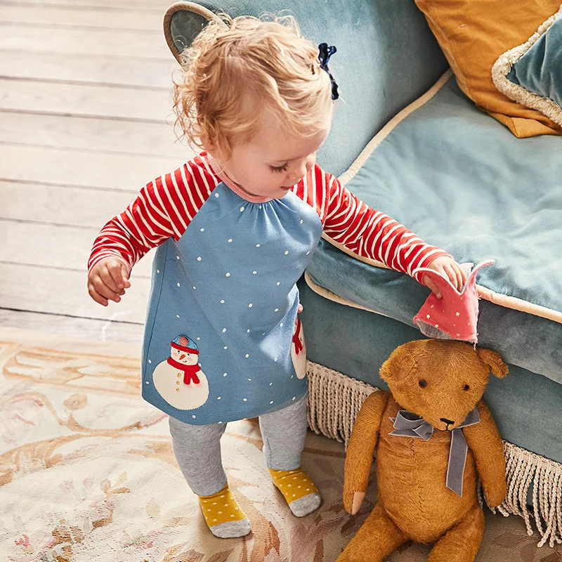 Little maven/для детей от 1 до 4 лет, осенний комплект одежды из двух предметов с вышитым снеговиком для маленьких девочек, детская осень бутик одежда, комплекты
