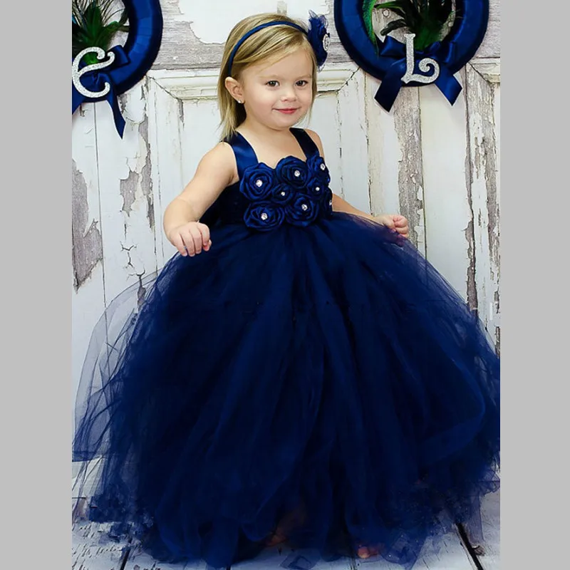Handmade New Navy Girl Tulle Tutu Dress Baby Flower Dresses Kid Birthday Wedding Bridesmaid Pageant Graduation Formal | Детская одежда