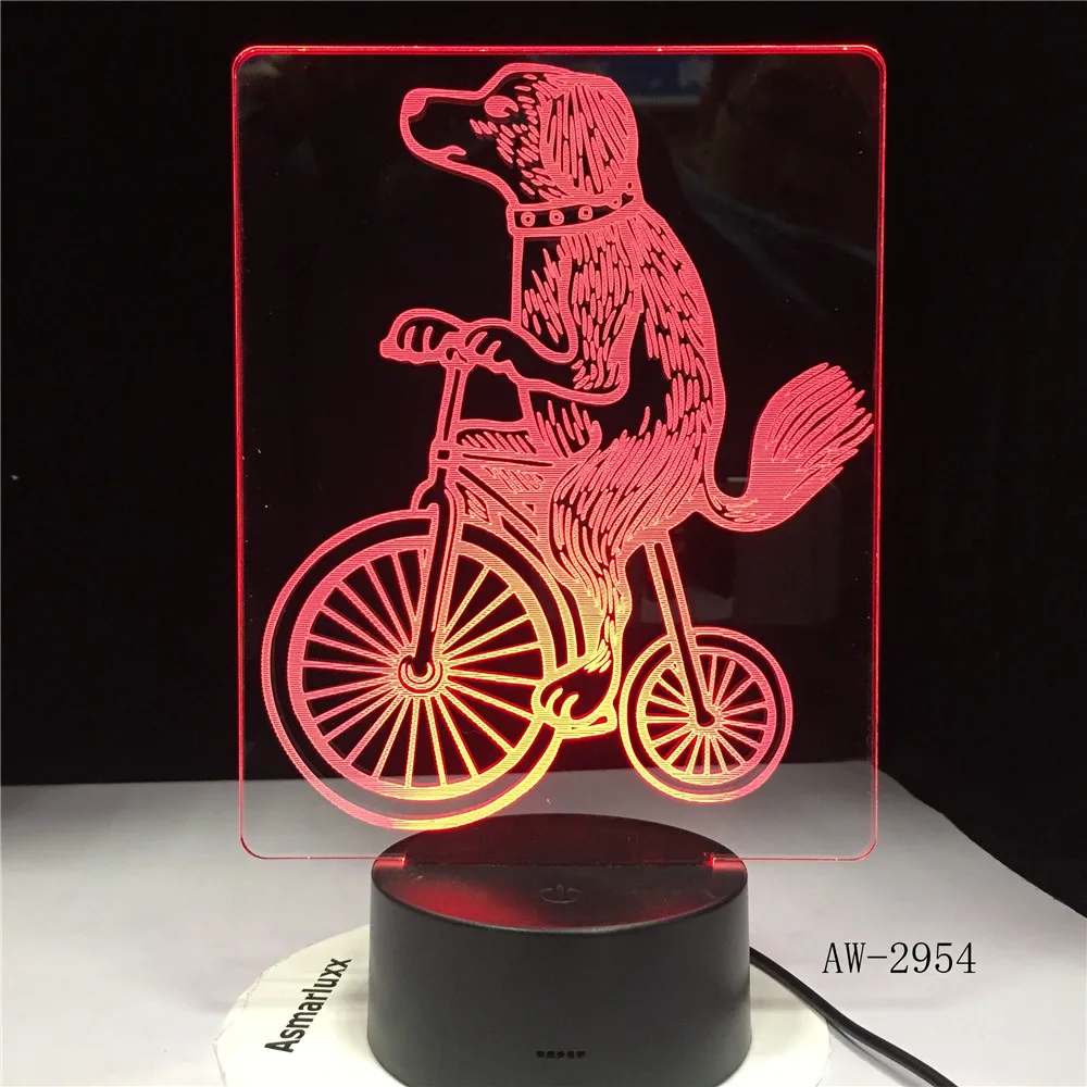 

3D Lamp Circus Dog Ride Bicycle Acrobatic Show Color Multicolor Led Night Light Toy Table Touch Lampara Birthday Gift GX-2954