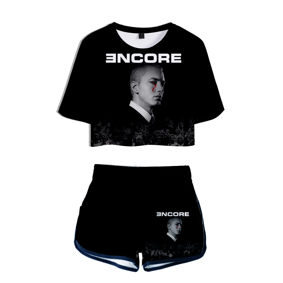 Женский костюм в стиле хип хоп EMINEM комплект из двух предметов с принтом виде