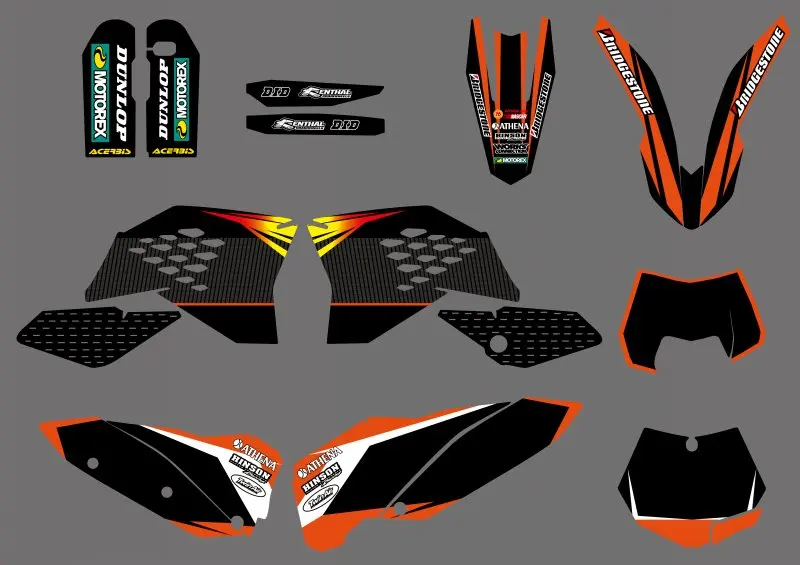 Мотоцикл графика фон наклейка комплект для KTM SX SXF 125 150 250 350 450 530 2007-2010 EXC XCF XC-F 2008-2011 |