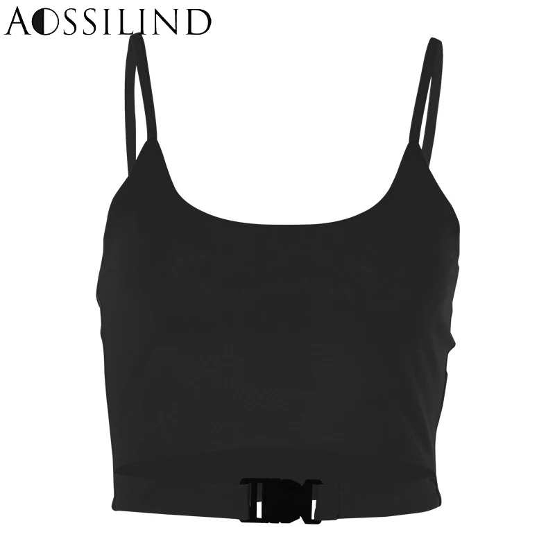 Женский укороченный топ на бретелях AOSSILIND неоново-оранжевый без рукавов с