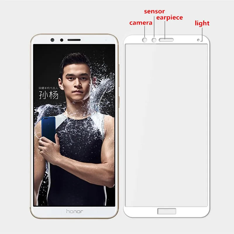 Закаленное стекло для huawei Honor 7X полное покрытие протектор экрана смартфона 7 X