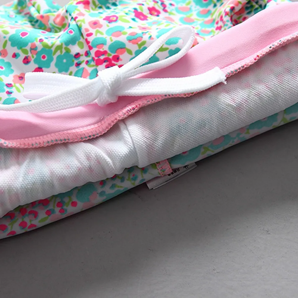 Girl Swimsuit Long Sleeve Children's Bathing Suit Floral Print Zipper Up Sun UV Protection Blouse Swimwear for Girls Rash Guard