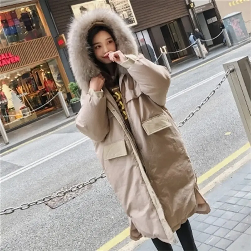 Apricot Manteau femme, Женское пальто с меховым капюшоном,, осенне-зимние пальто и куртки, женская теплая длинная куртка, парка с хлопковой подкладкой, Mujer A967 - Цвет: Apricot
