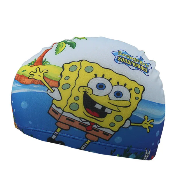 Белый New Cute Cartoon Print Swimming Caps for Children Kids Polyster Pool Swim Caps for Long Hairs Swim Hat Bathing Caps for Baby - Цвет: Белый