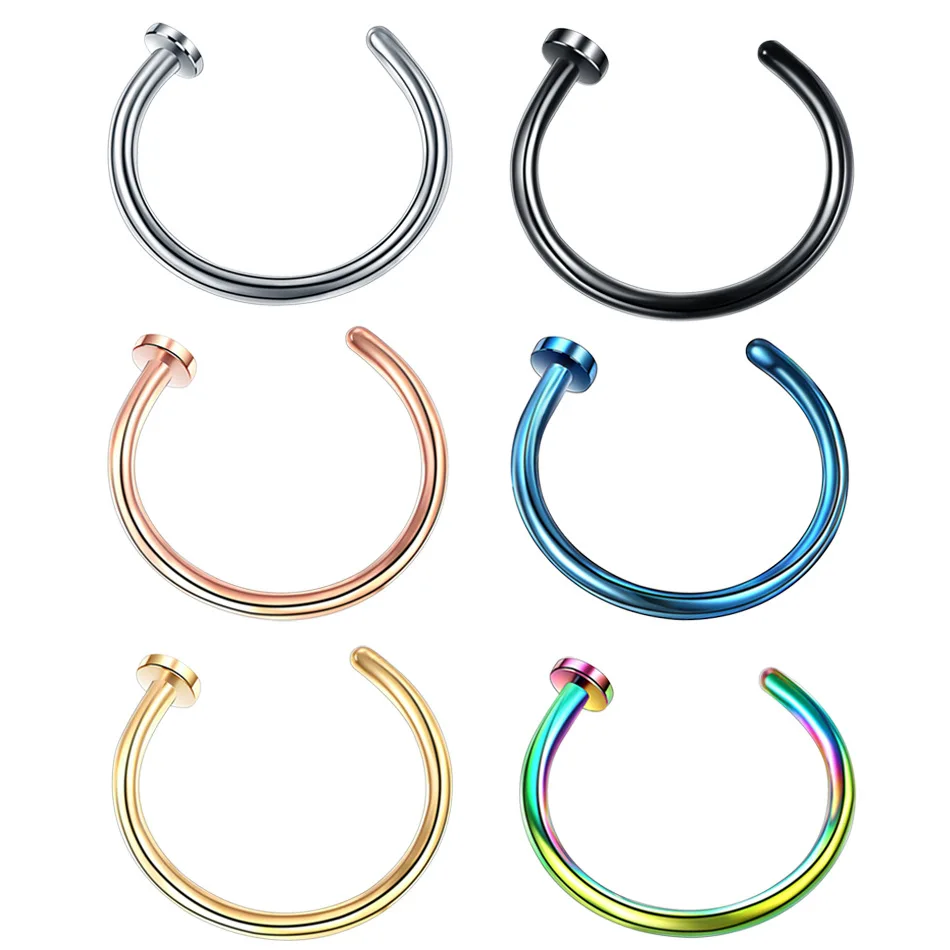 

5pcs/lot C Clip Fake Nose Ring Labret Lip Helix Tragus Piercing Faux Hoop Piercing One Piece Of Multipurpose Body Jewelry