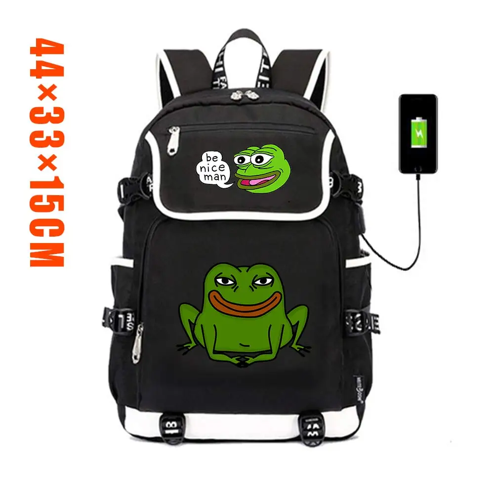 Suncomics забавная лягушка Pepe Broche Повседневный холщовый рюкзак Внешний usb зарядный