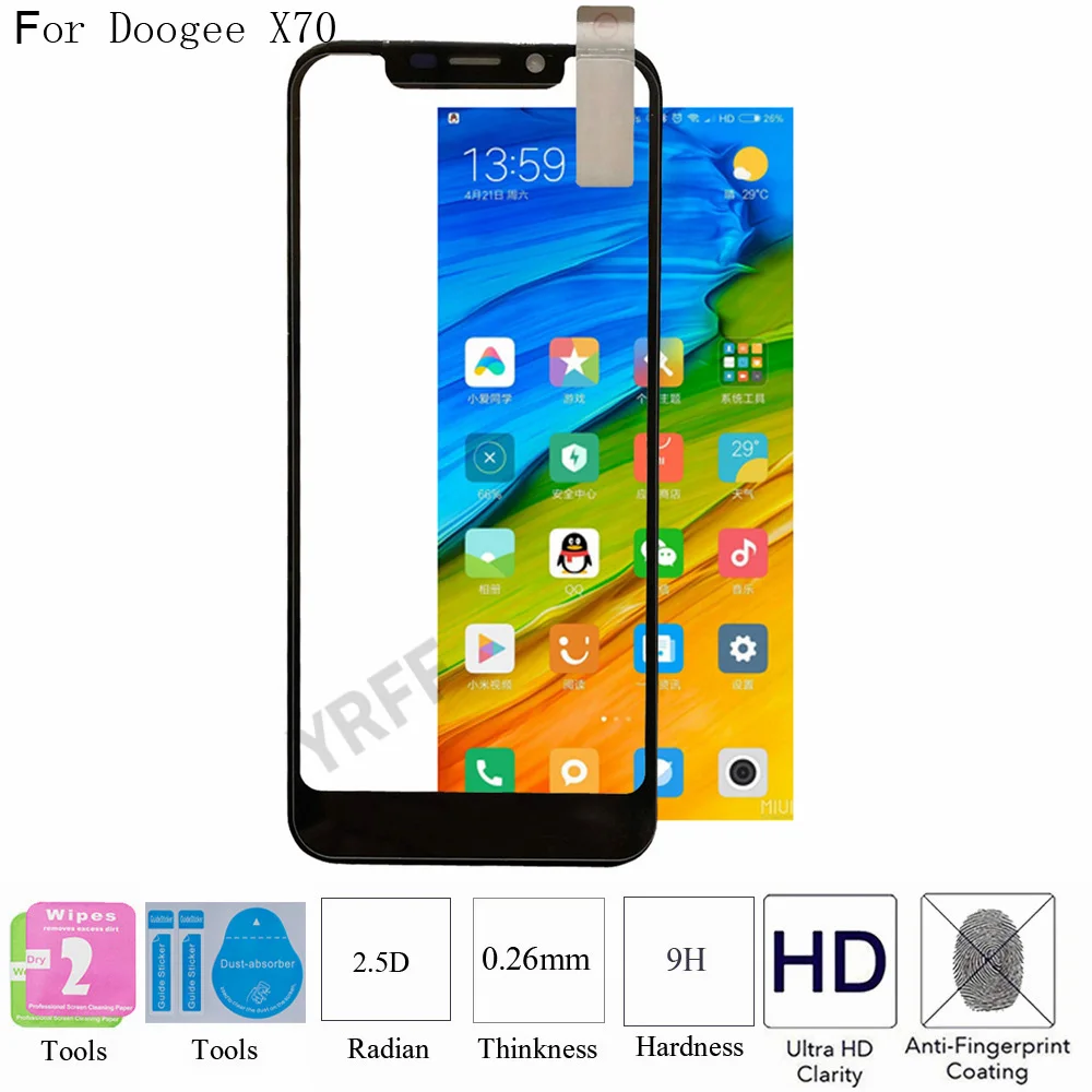 2 шт. 2.5D 9H 0 26 мм HD закаленное стекло Для Doogee X70 Взрывозащищенная защитная пленка