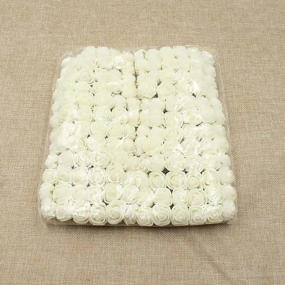 Milk white 144 шт искусственный цветок 2 см мини пенный букет из роз для свадьбы Вечерние украшения дома DIY ВЕНОК скрапбук День Святого Валентина поддельные цветы - Цвет: Milk white