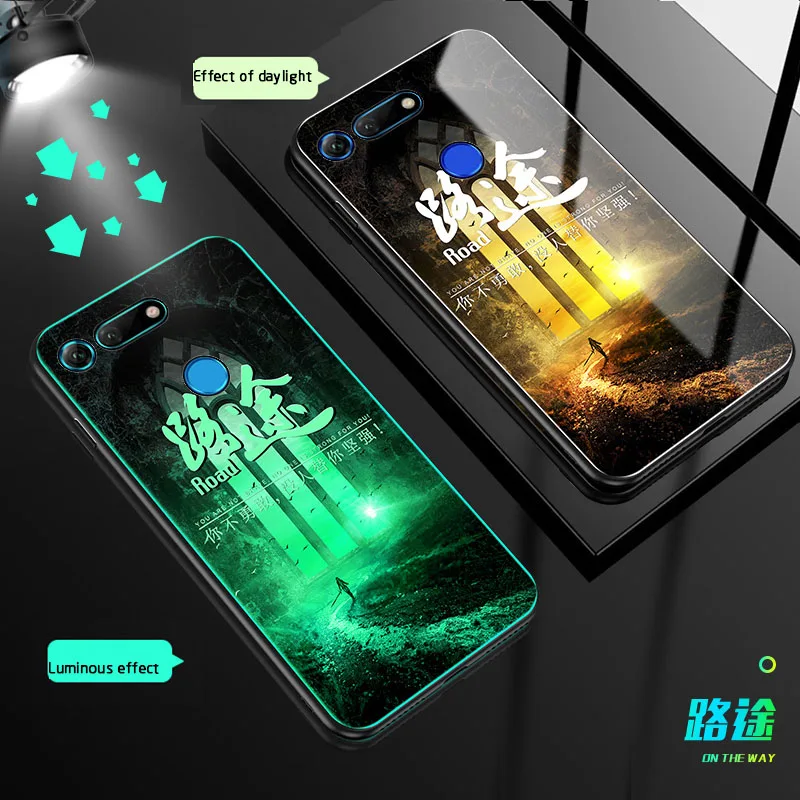 Светящийся стеклянный чехол для huawei P30 P20 mate 20 pro задняя крышка для Honor 20 pro V20 10 play 7X9 Lite 8X 9X pro Футляр для телефона