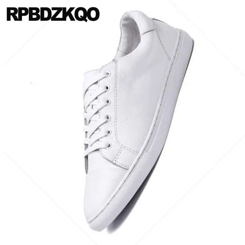 Real Leather Cowhide Luxury Brand Shoes Men Casual Embroidery White Spring High Quality Genuine Skate Rubber Sneakers Trainers |
