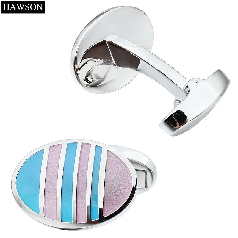 Pink And Blue HAWSON Цвет Соответствующие запонки inc. овальной формы для мужчин и женщин запонки для рубашки вечерние Весна - Окраска металла: Pink And Blue