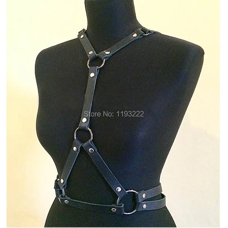 Кожаный чокер ручной работы в стиле панк-рок готический ремень-портупея с лямкой