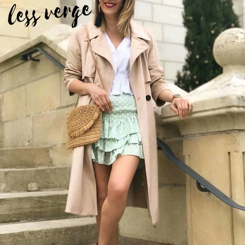 Lessverge многослойная мини-юбка с узором в горошек зеленая короткая трапециевидная