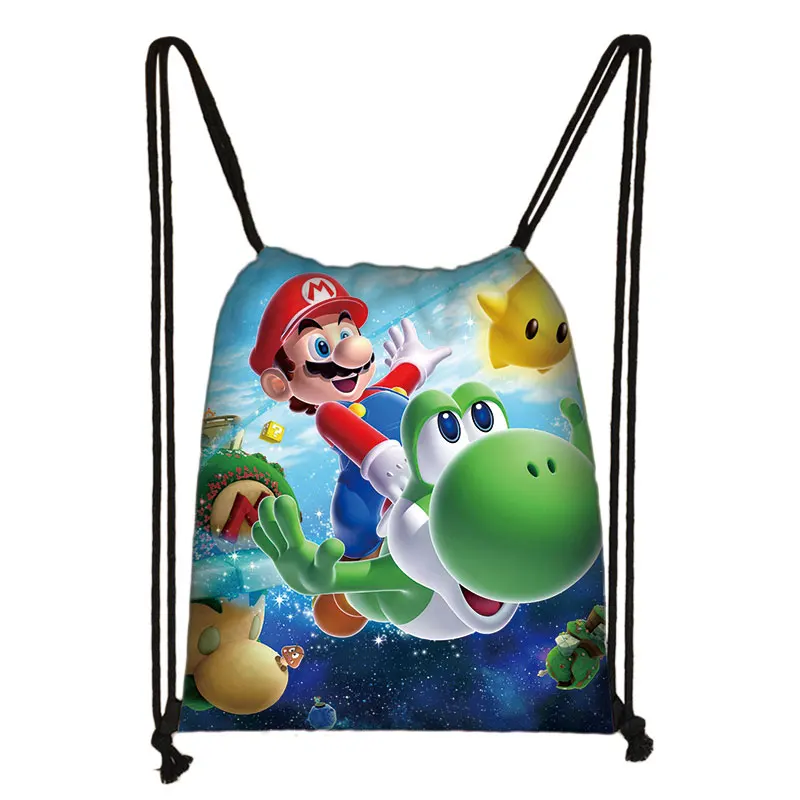 026 Игра “Марио” Sonic зубная щётка бум ежиков Мультфильм Детский рюкзак со шнурком для покупок школьной поездки вечерние сумки подарок 38*32 см - Цвет: 026