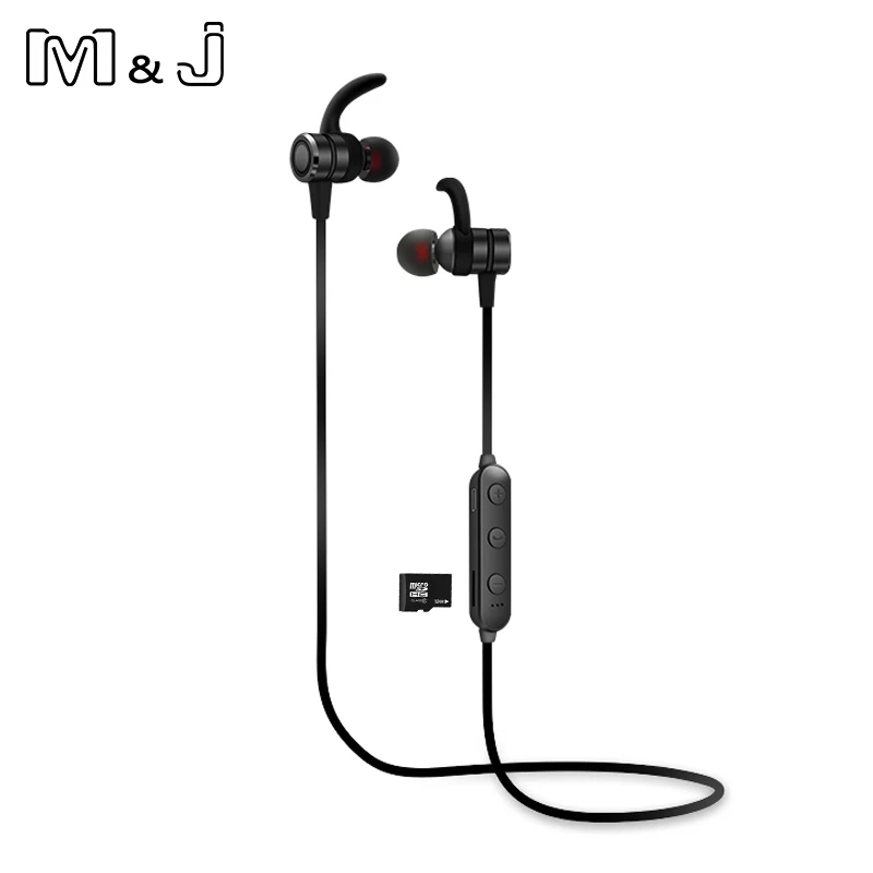 Металлические Магнитные Bluetooth наушники M & J беспроводные с защитой от пота TF