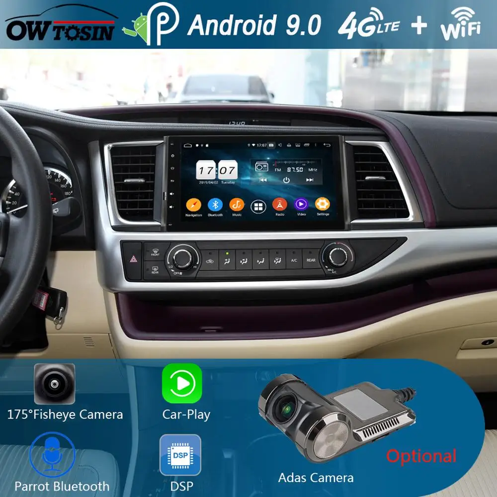 Автомобильный мультимедийный плеер 10 1 &quotIPS Android 9 0 8 ядер 4 Гб + 64 ГБ для Toyota high Lander
