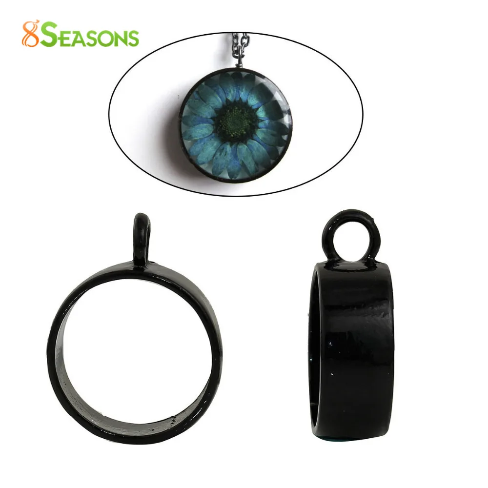 8 сезонов подвески из сплава на основе цинка с открытой спинкой Круглые черные 25x20