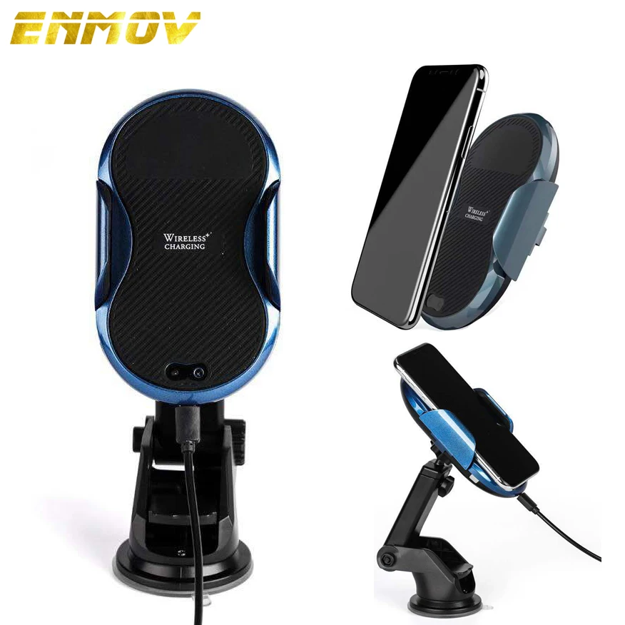 

Автомобильное беспроводное зарядное устройство ENMOV для iPhone, Samsung Galaxy S10 Plus, S8, держатель для телефона на приборную панель, быстрая зарядка