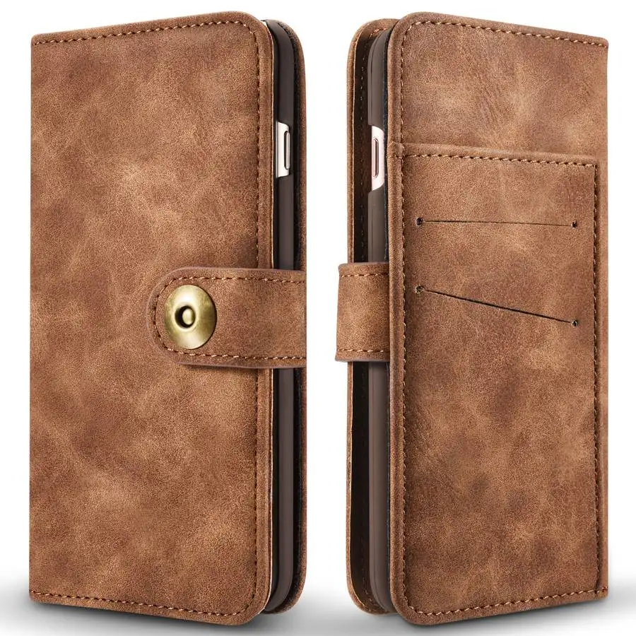 Съемный чехол с задней крышкой для Apple iPhone 6 Plus / 6S 5.5" с металлической решеткой для фото внутри настоящей кожи PU.