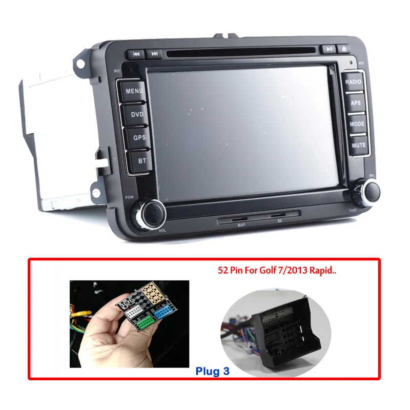 SMARTECH VW 2Din Android 8,1 автомобильное радио VW gps ips экран для Volkswagen Golf/Polo/Tiguan/Passat/Skoda/SEAT Поддержка TPMS OBD wifi - Цвет: 52 Pin Plug