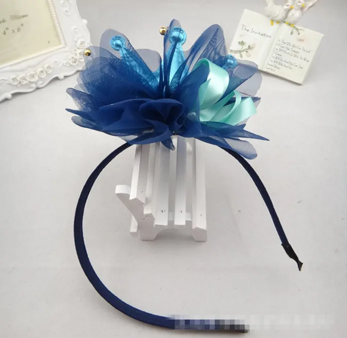 

12pcs Boutique 3D PU Tiaras Hairbands Solid Big Gauze Floral Crown Hard Headbands Princess Headwear Fashion Hair Accessories