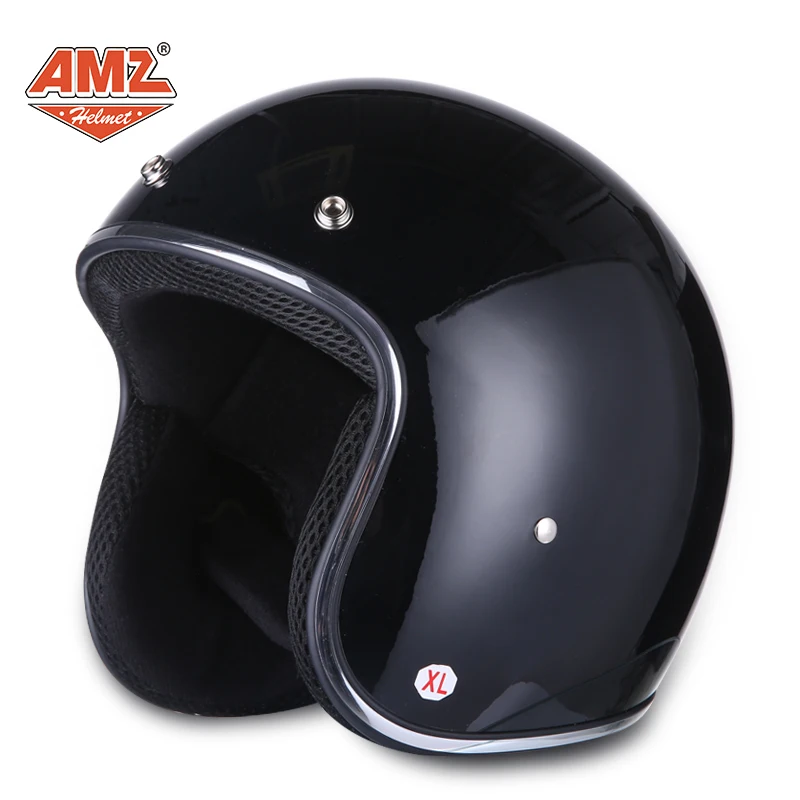 819-Bright black AMZ мотоциклетный шлем винтажный Ретро Мото шлем с открытым лицом Casco Casque летний мужской Cascos Para Moto с внутренним солнцезащитным козырьком в горошек - Цвет: 819-Bright black