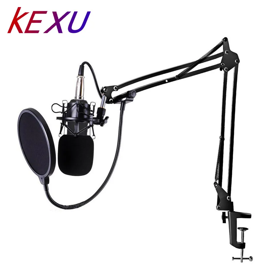 Студийный конденсаторный микрофон KEXU для записи трансляций регулируемая