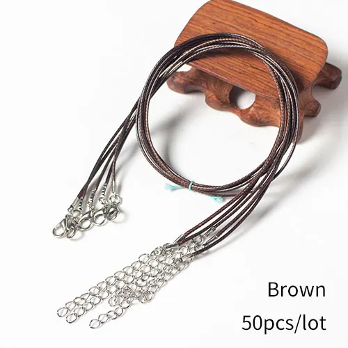 Brown 50pcs 50 шт 1,5 мм 1" ожерелье шнур с застежкой оптом для ожерелье браслет Изготовление ювелирных изделий - Цвет: Brown 50pcs