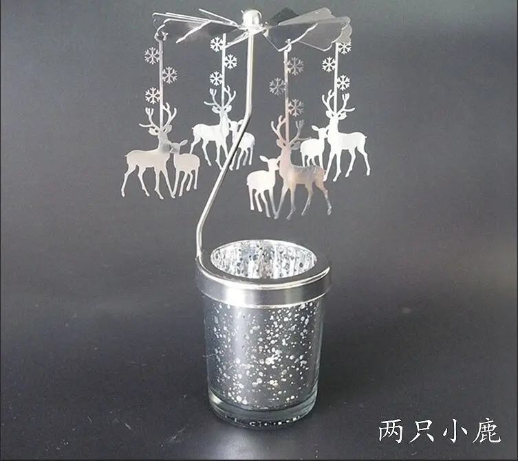 Sika deer Reindeer Подсвечники вращающиеся романтические вращающиеся карусели чайный светильник подсвечник Рождественская елка олень светильник ing домашний Декор подарок - Цвет: Sika deer Reindeer