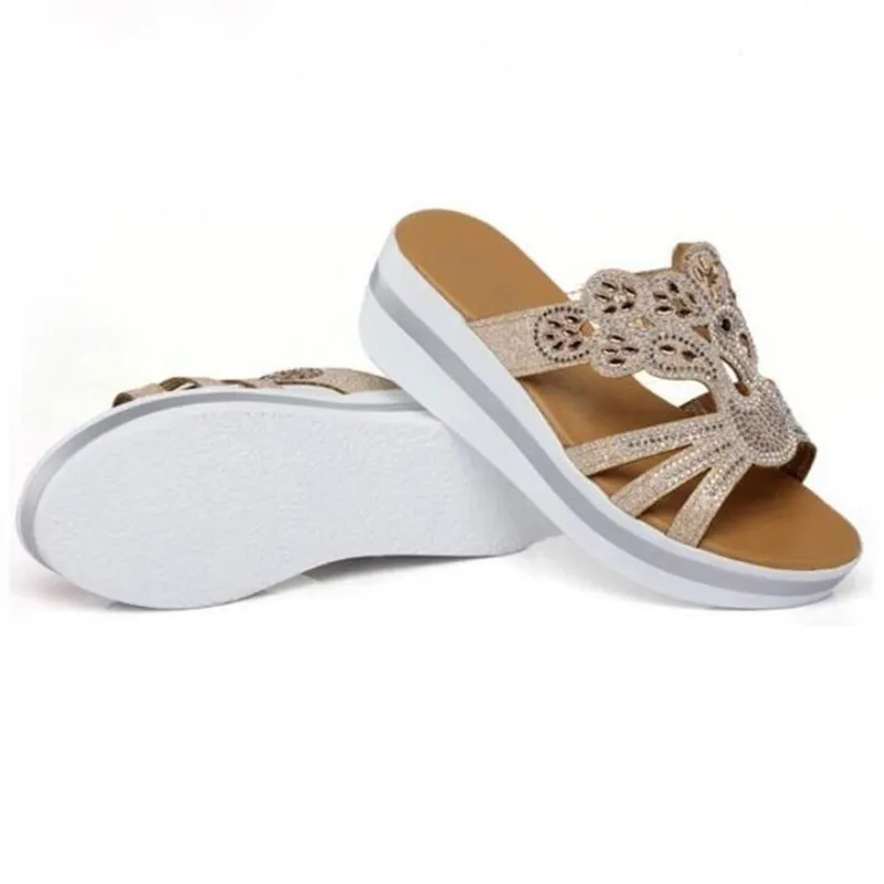 

Hot 2020 Newest Fashion Rhinestone Summer Sandals Women Shoes High Heel Sandals Non-slip Platform Wedges Slippers Women Sandals