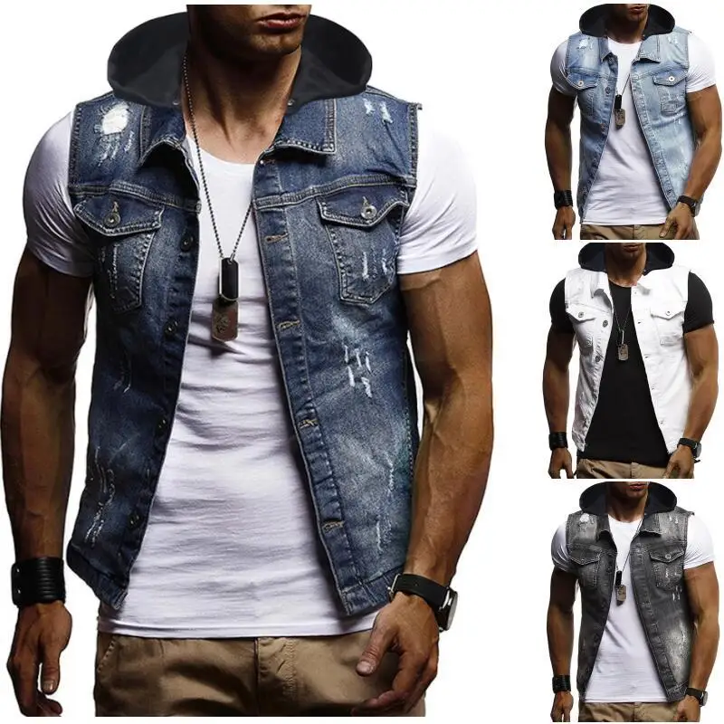 white jean vest mens