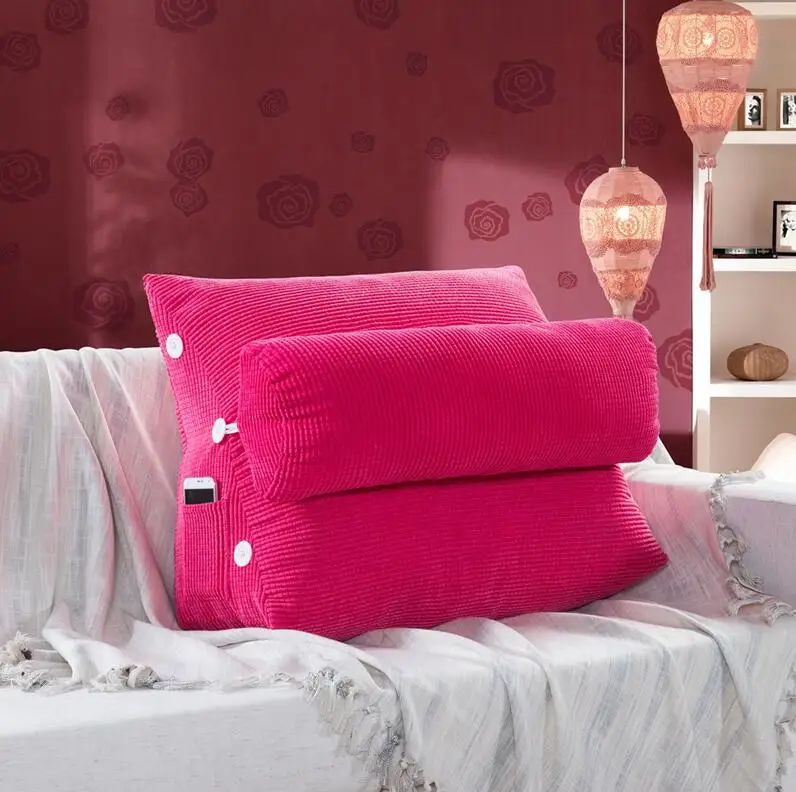 Rose SunnyRain треугольная спинка подушка для дивана подушки для кровати Толстая Вельветовая Подушка поддержка спины большой размер - Цвет: Rose
