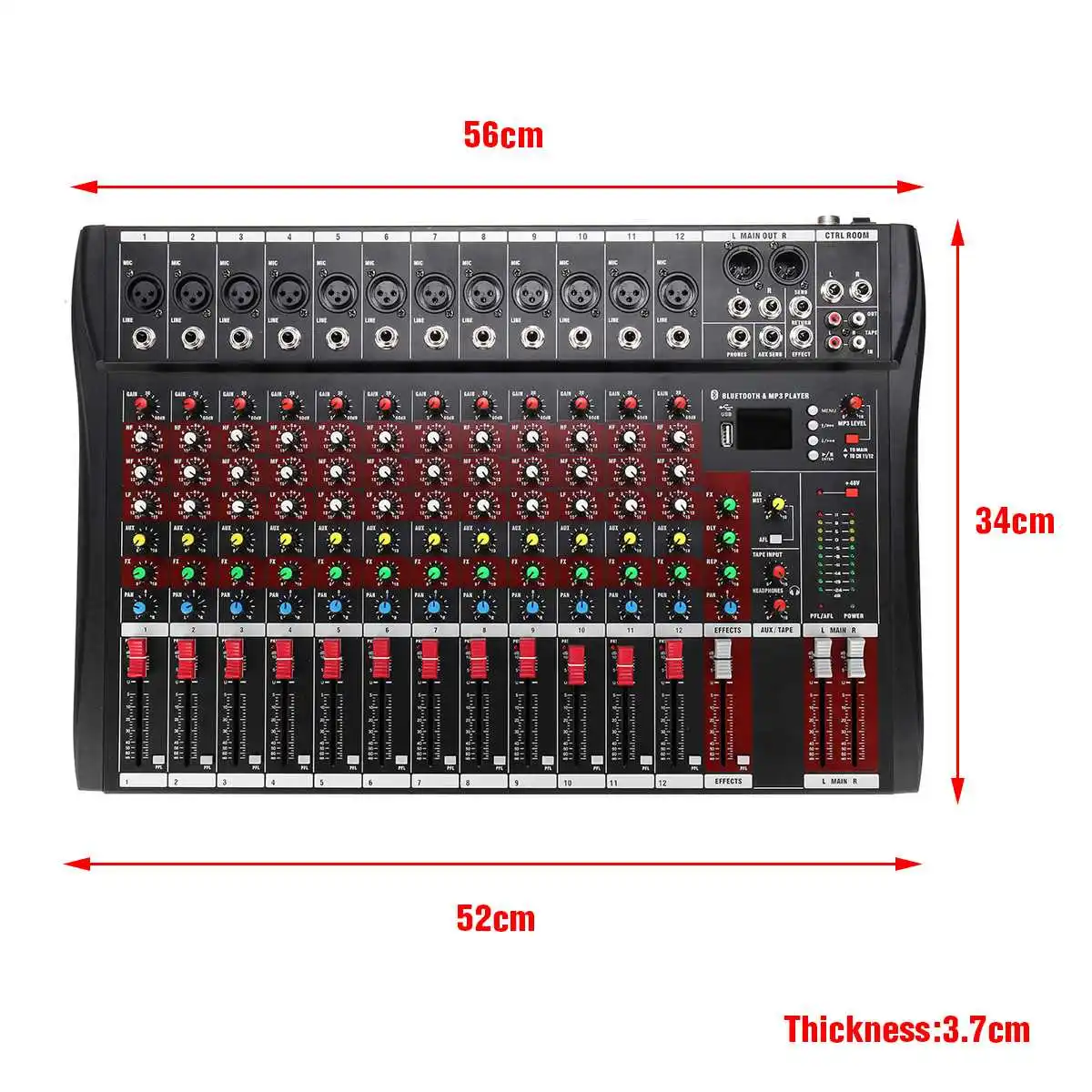 12 каналов караоке аудио микшер профессиональный bluetooth Live Studio микшерный пульт Цифровой аудио микшер с USB 48 в США штекер