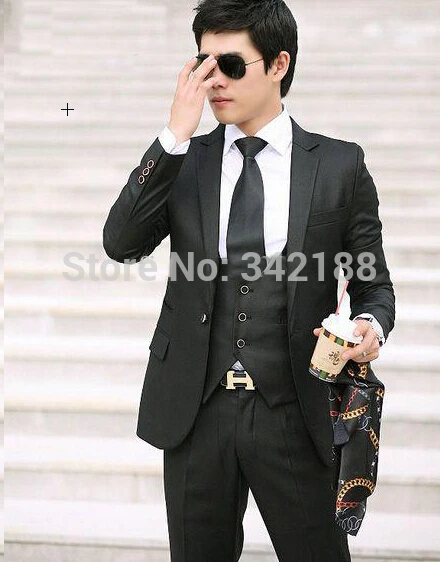 Бесплатная доставка. Цена! Черный смокинг жениха с Боковым Разрезом для мужские