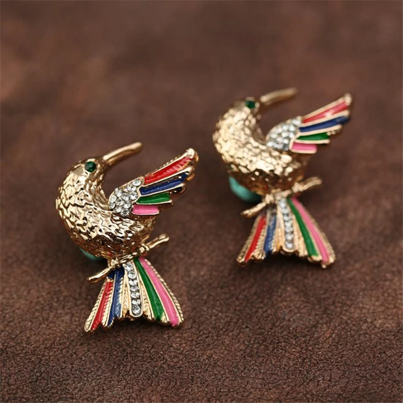 DoreenBeads 2 2x2 8 см цветные эмалированные значки с птицами модные броши для женщин и