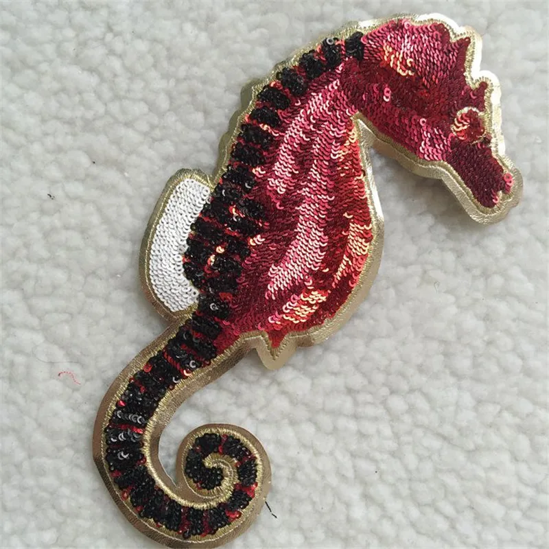 100 шт Seahorse вышитые патч гиппокамп блесток аппликация морская рыба заплатки для