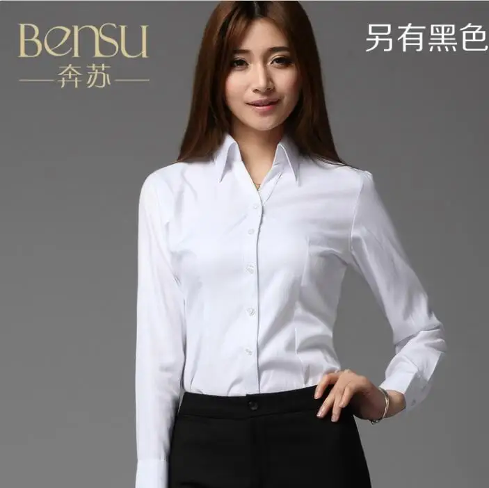 Blouse women Long sleeve Office Lady shirt Autumn Work wear White shirt