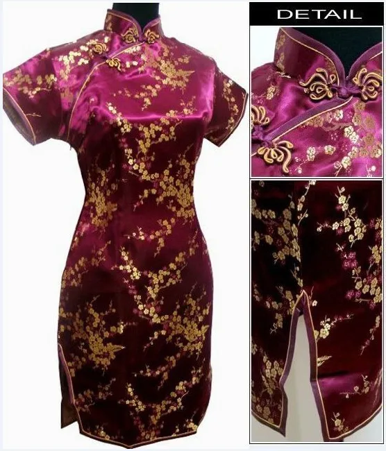 Wine red club Винтаж Дракон и Феникс Qipao элегантное женское платье большого размера Cheongsam 3XL 4XL 5XL 6XL воротник стойка Сексуальное мини китайское платье Vestidos - Цвет: Wine red club