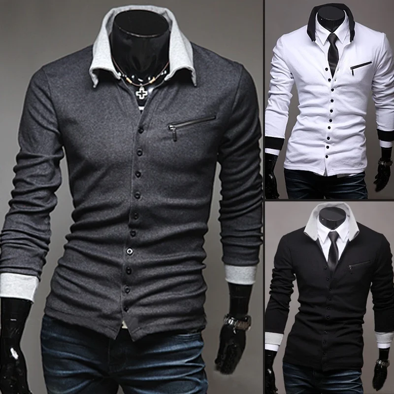 ZOGAA мужские кардиганы вязаный свитер пальто тонкий стиль отложной воротник