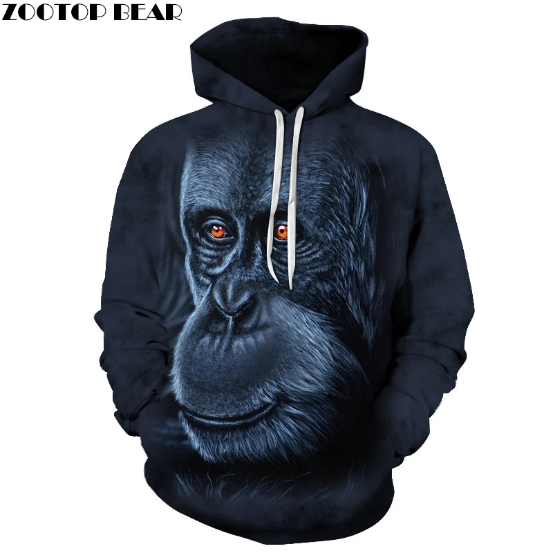 Толстовка унисекс Gorilla с 3D принтом толстовки пуловер Harajuku мужская толстовка